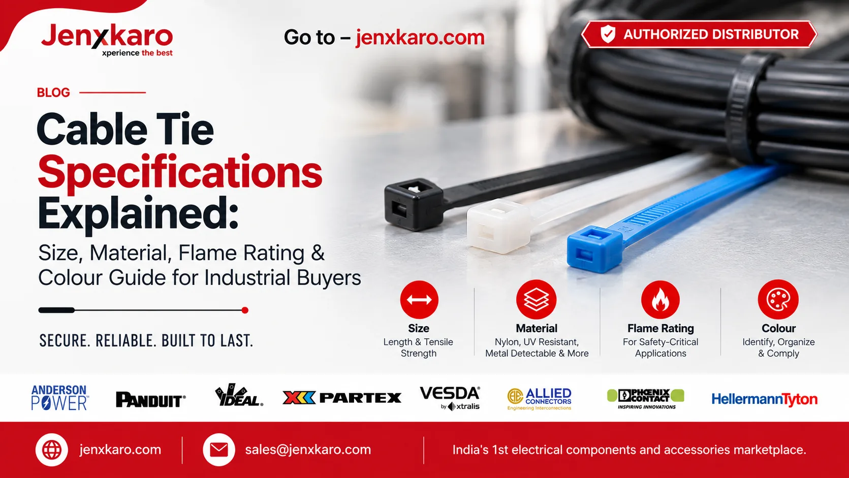 Cable Tie Specifications Explained: Size, Material, Flame Rating & Colour Guide for Industrial Buyers