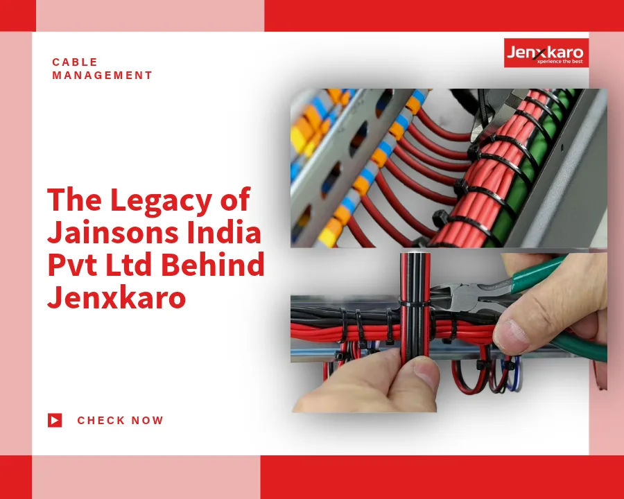 Graphic showing the 45-year legacy of Jainsons India Pvt Ltd behind the Jenxkaro digital platform.